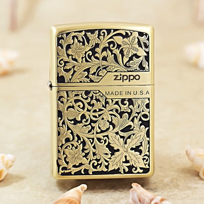 Zippo Obsidian & Gold 3d-embossed Lush Botanical and Butterfly - CS13