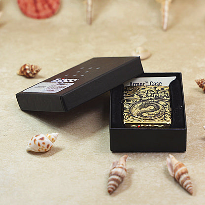 Zippo Obsidian and Gold 'Baroque Serpent Emblem' - CC15