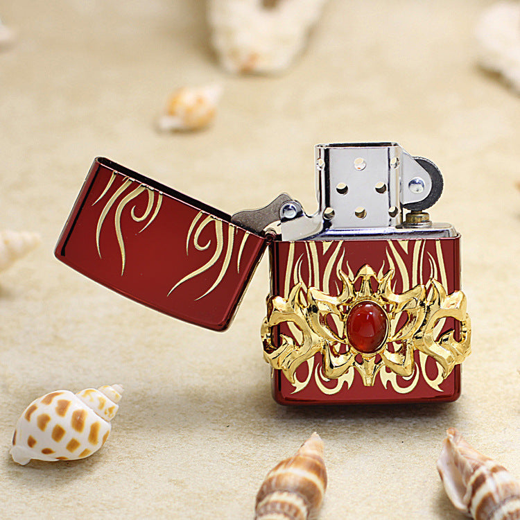 Zippo Blazing Flame with Crimson Gem (Red Ice Finish) - JP07