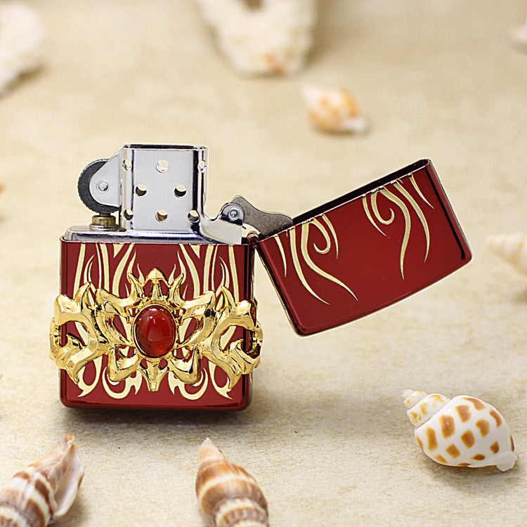 Zippo Blazing Flame with Crimson Gem (Red Ice Finish) - JP07