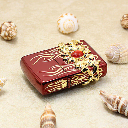 Zippo Blazing Flame with Crimson Gem (Red Ice Finish) - JP07