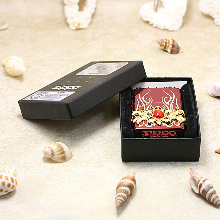 Zippo Blazing Flame with Crimson Gem (Red Ice Finish) - JP07