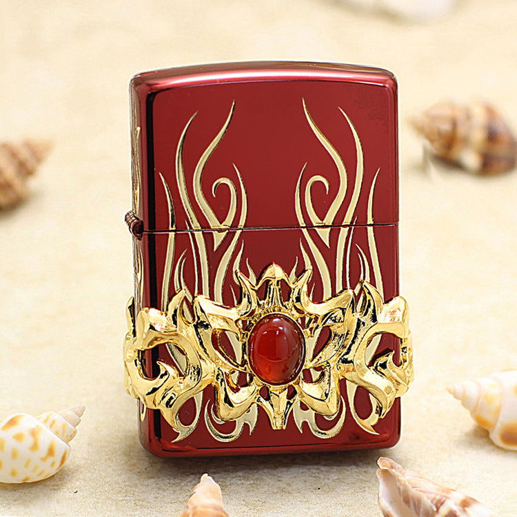 Zippo Blazing Flame with Crimson Gem (Red Ice Finish) - JP07