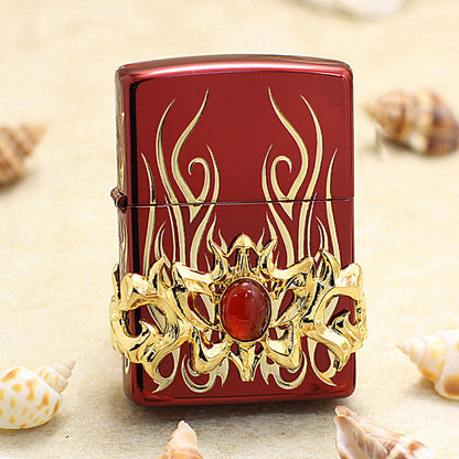 Zippo Blazing Flame with Crimson Gem (Red Ice Finish) - JP07