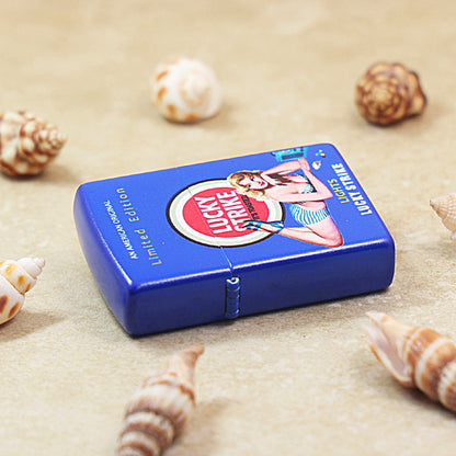 Zippo Blue Matte Hue Decorated Lucky Strike Pin-Up Maiden - CS18
