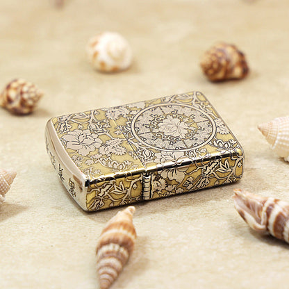 Zippo Textured Bronze Intricate Engraved Peony and Botanical Scrollwork - SC21