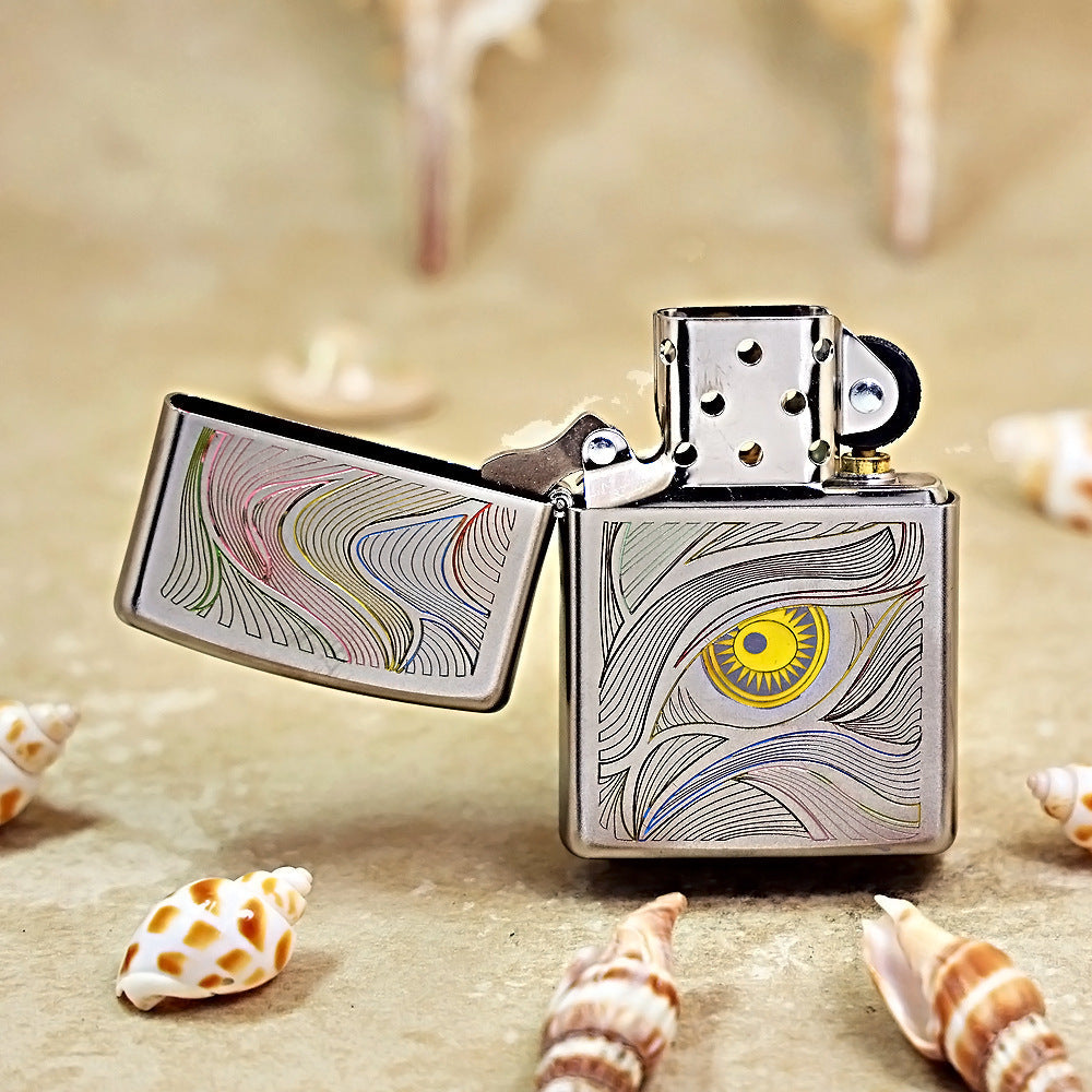 Zippo Textured Steel Hue Filled Stylized Eye with Sun Iris - SC02