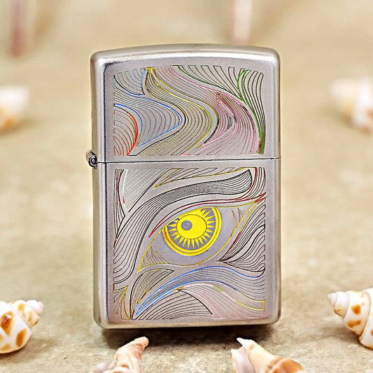 Zippo Textured Steel Hue Filled Stylized Eye with Sun Iris - SC02