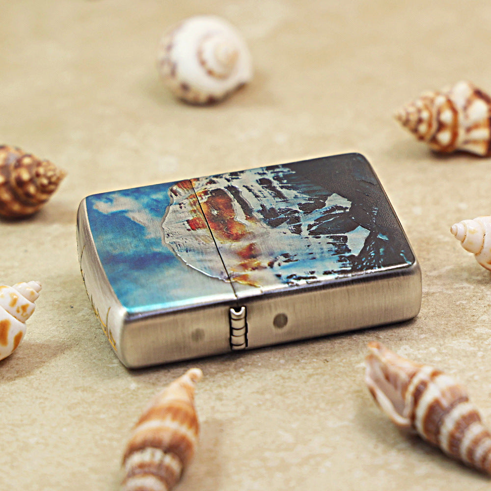 Zippo Textured Steel Hue Decorated Mount Kailash Snow Peak - CS24