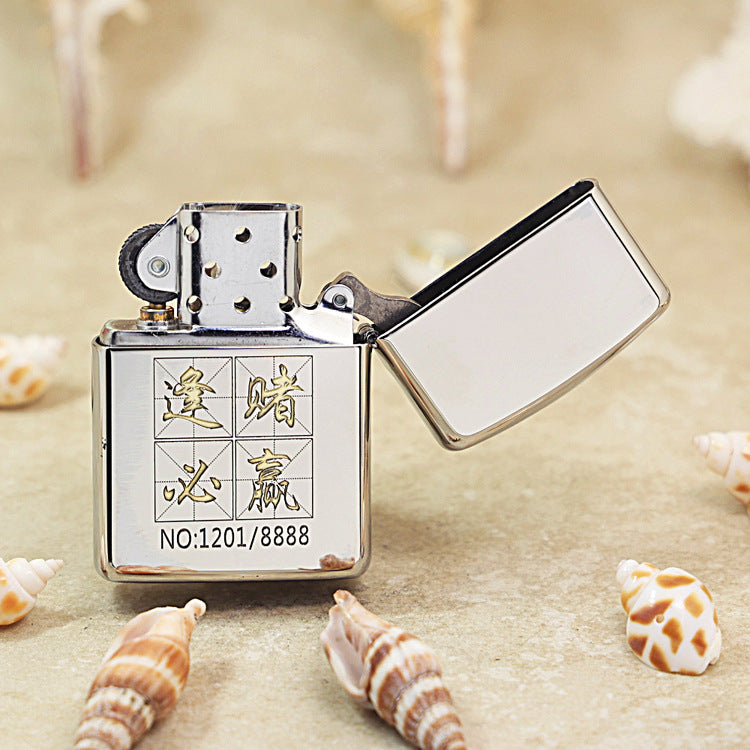 Zippo Textured Steel Intricate Engraved Good Luck Poker Hand and Dice - SC08