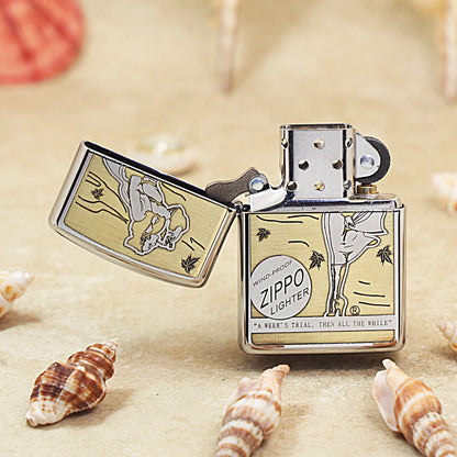 Zippo Textured Steel Intricate Chiseled Pin-Up Maiden Smoking in the Wind - SC25