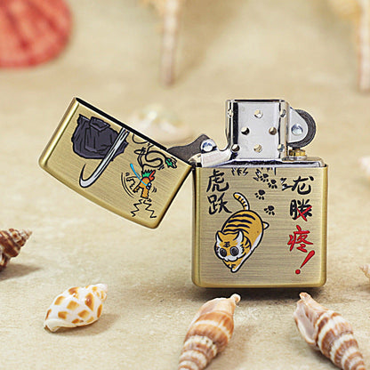 Zippo Textured Smoked Bronze 'Dragon Soaring Tiger Leaping' - DS131