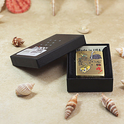 Zippo Textured Smoked Bronze 'Dragon Soaring Tiger Leaping' - DS131