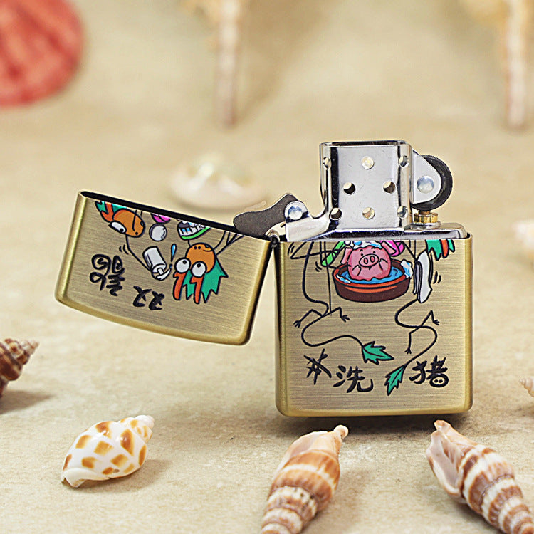 Zippo Textured Smoked Bronze 'Two Dragons Washing a Pig' - DS130