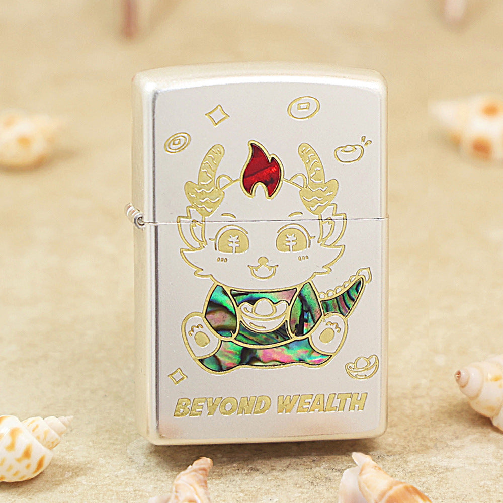 Zippo Textured Smoked Steel 'Lucky Serpent Bringing Wealth' Intricate Carve - DS143