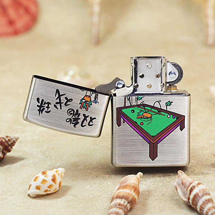 Zippo Textured Smoked Steel 'Two Dragons Playing Billiard' - DS129