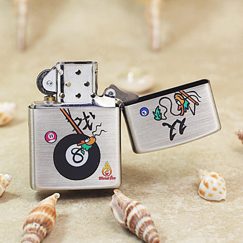 Zippo Textured Smoked Steel 'Two Dragons Playing Billiard' - DS129