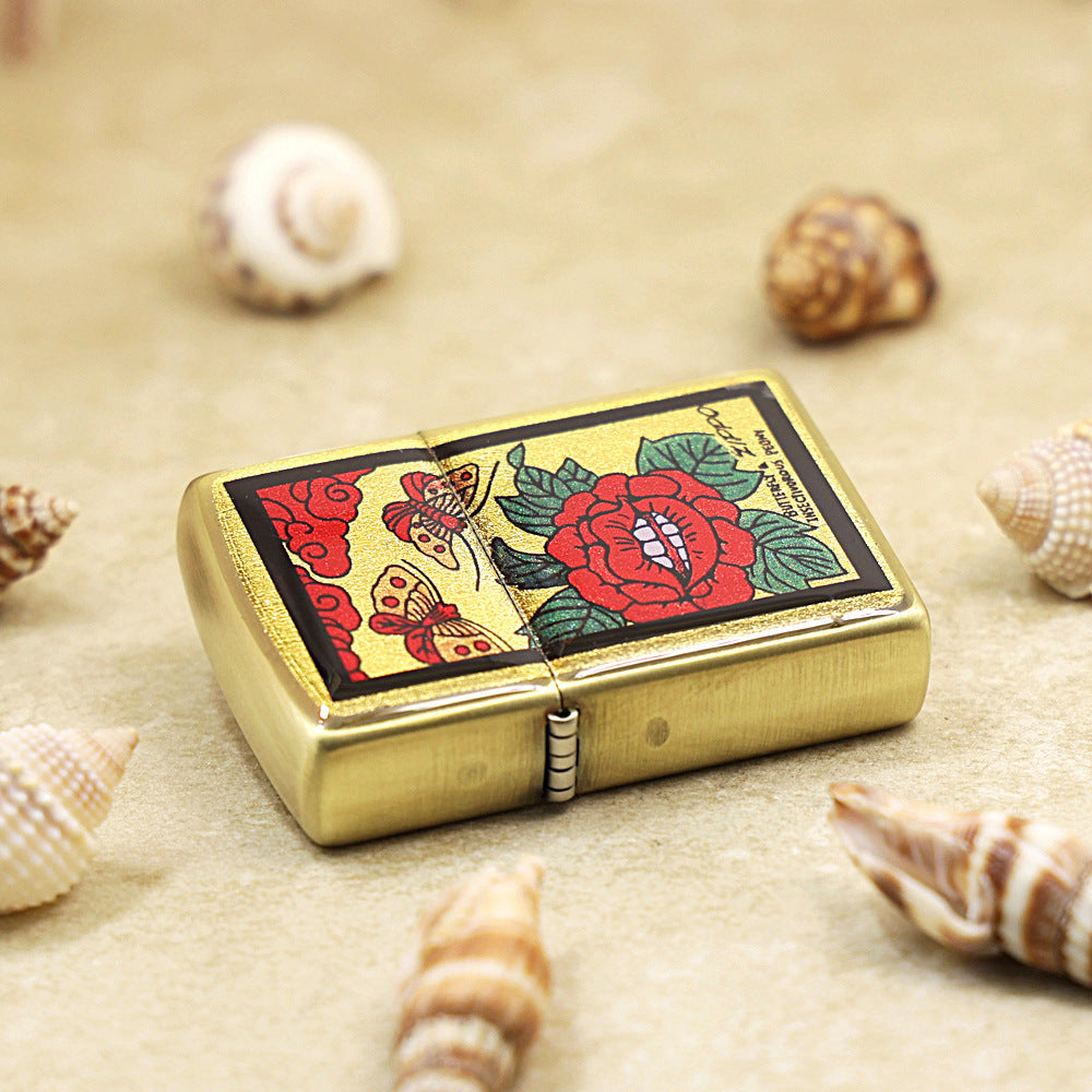 Zippo Butterfly & Peony Gold Plate - Animal & Botanical Collection - JP60