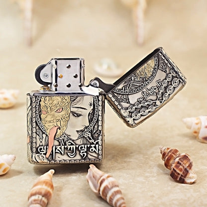 Zippo Colorful Painted Chinese Opera Female Deity Holding Mask - CM02