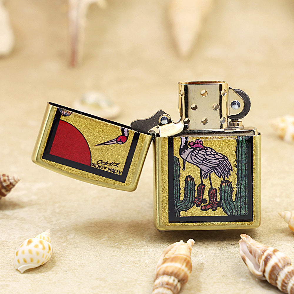 Zippo Crane and Cactus Gold Plate - Animal Collection - JP55