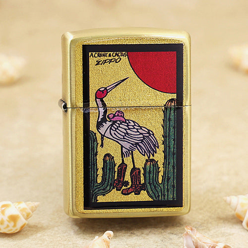 Zippo Crane and Cactus Gold Plate - Animal Collection - JP55