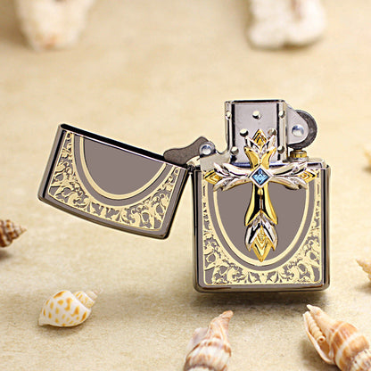 Zippo Crown Crucifix Obsidian Ice - KR04