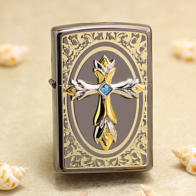 Zippo Crown Crucifix Obsidian Ice - KR04