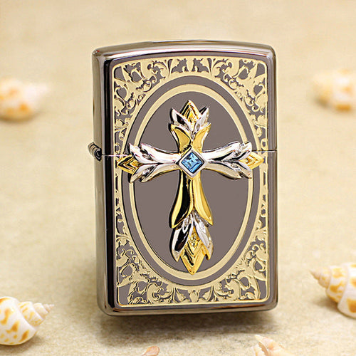 Zippo Crown Crucifix Obsidian Ice - KR04
