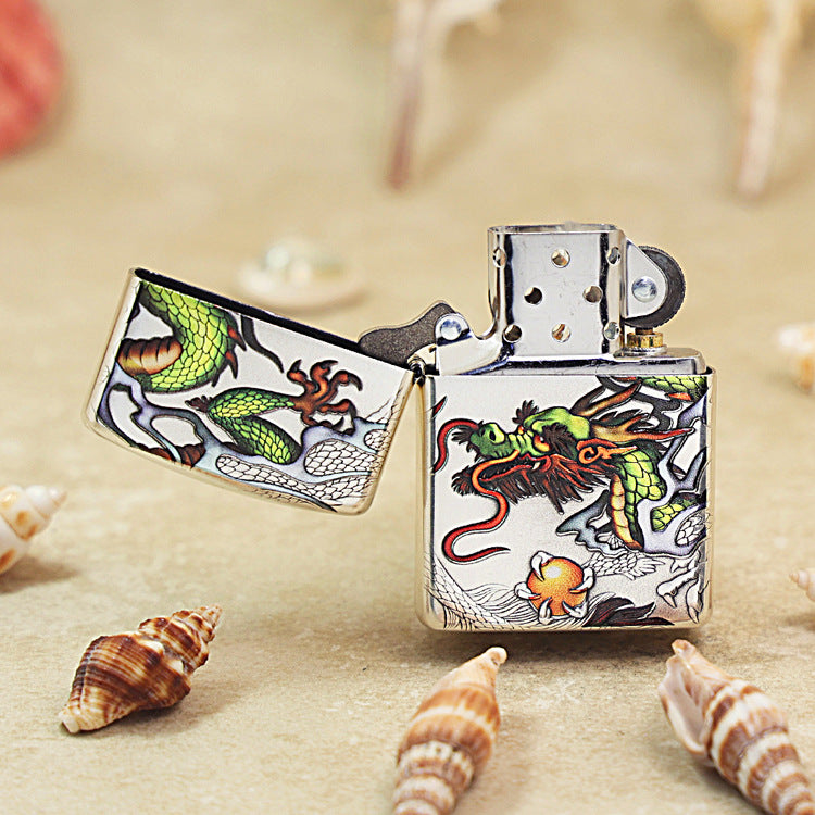 Zippo Embossed Enamel 'Prosperous Dragon' Argent-Layered - 162-DS62