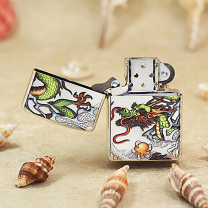 Zippo Embossed Enamel 'Prosperous Dragon' Argent-Layered - 162-DS62