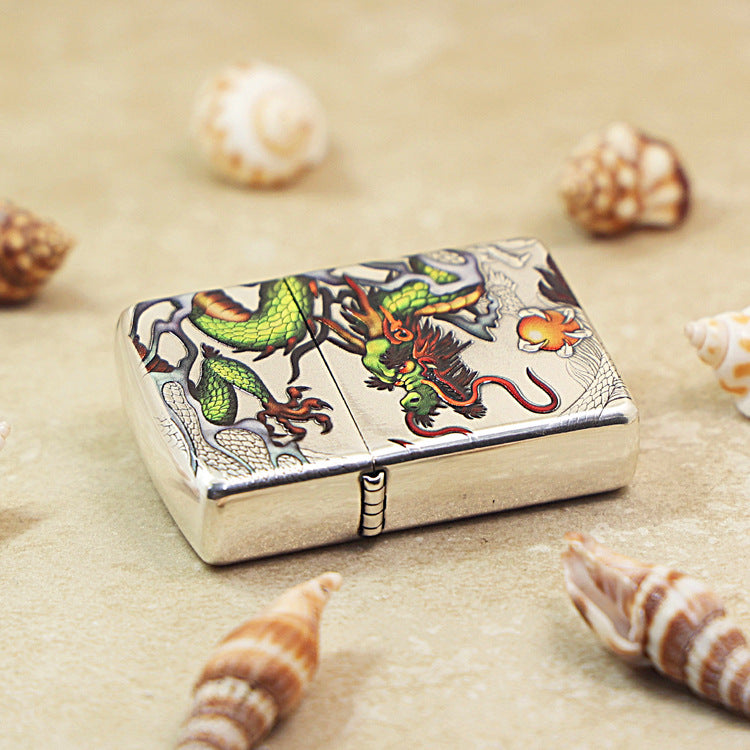 Zippo Embossed Enamel 'Prosperous Dragon' Argent-Layered - 162-DS62