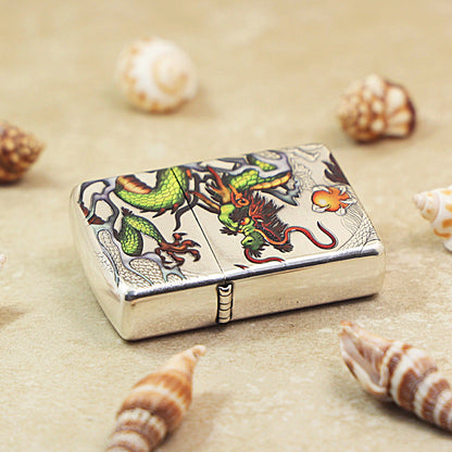 Zippo Embossed Enamel 'Prosperous Dragon' Argent-Layered - 162-DS62