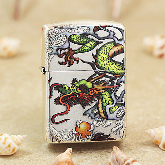 Zippo Embossed Enamel 'Prosperous Dragon' Argent-Layered - 162-DS62