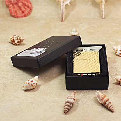 Zippo Gold Diagonal Line Pattern - 162-DS100