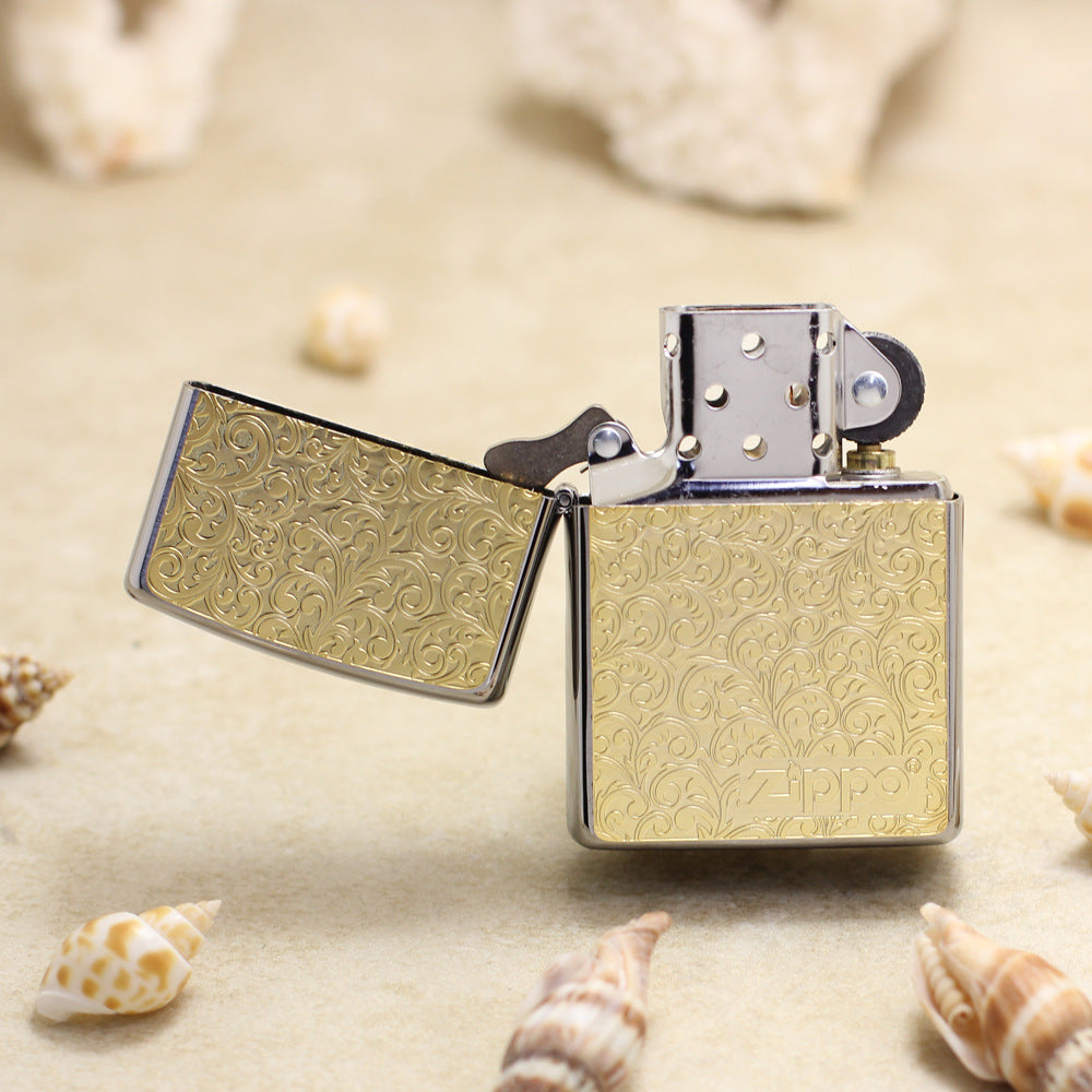 Zippo Gold Plate Double-Sided Botanical Arabesque Medallion - JP66