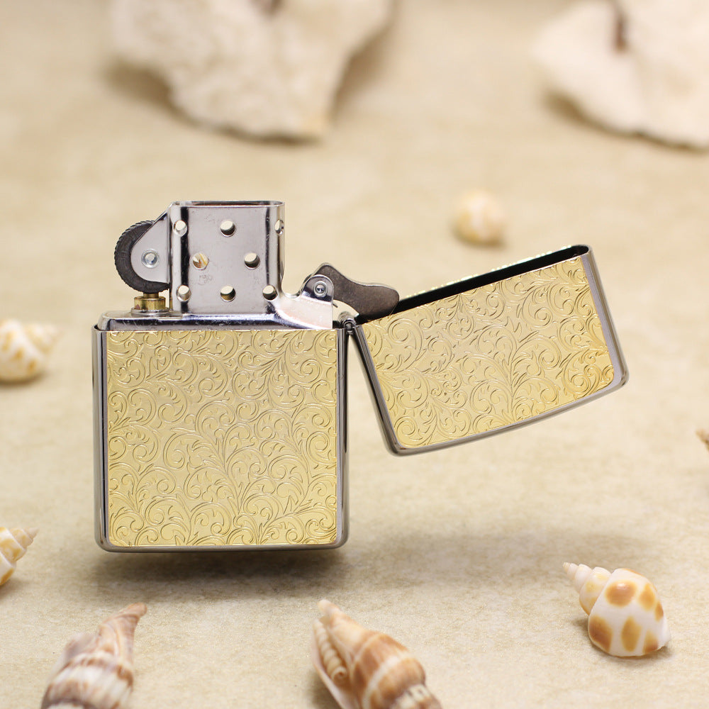 Zippo Gold Plate Double-Sided Botanical Arabesque Medallion - JP66