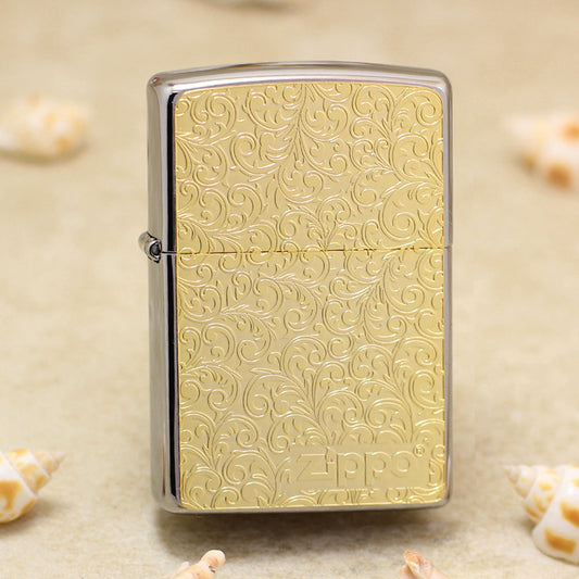 Zippo Gold Plate Double-Sided Botanical Arabesque Medallion - JP66