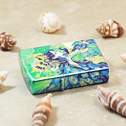 Zippo Green Hue-Decorated Peacock Princess and Bird - CS04