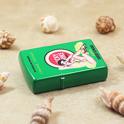 Zippo Green Matte Hue Decorated Lucky Strike Pin-Up Maiden - CS16