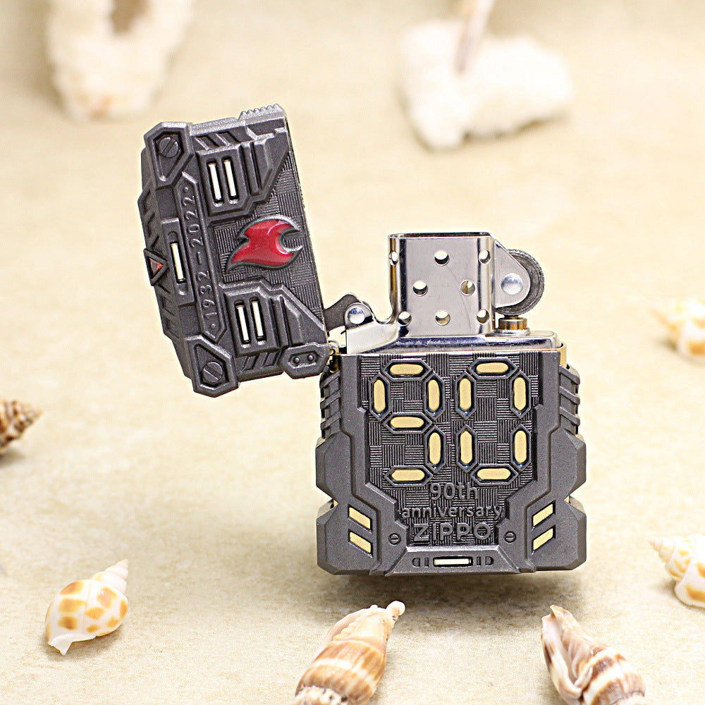 Zippo Solid 3d-embossed 90th Anniversary Mecha Digital Case Bundle - CM51