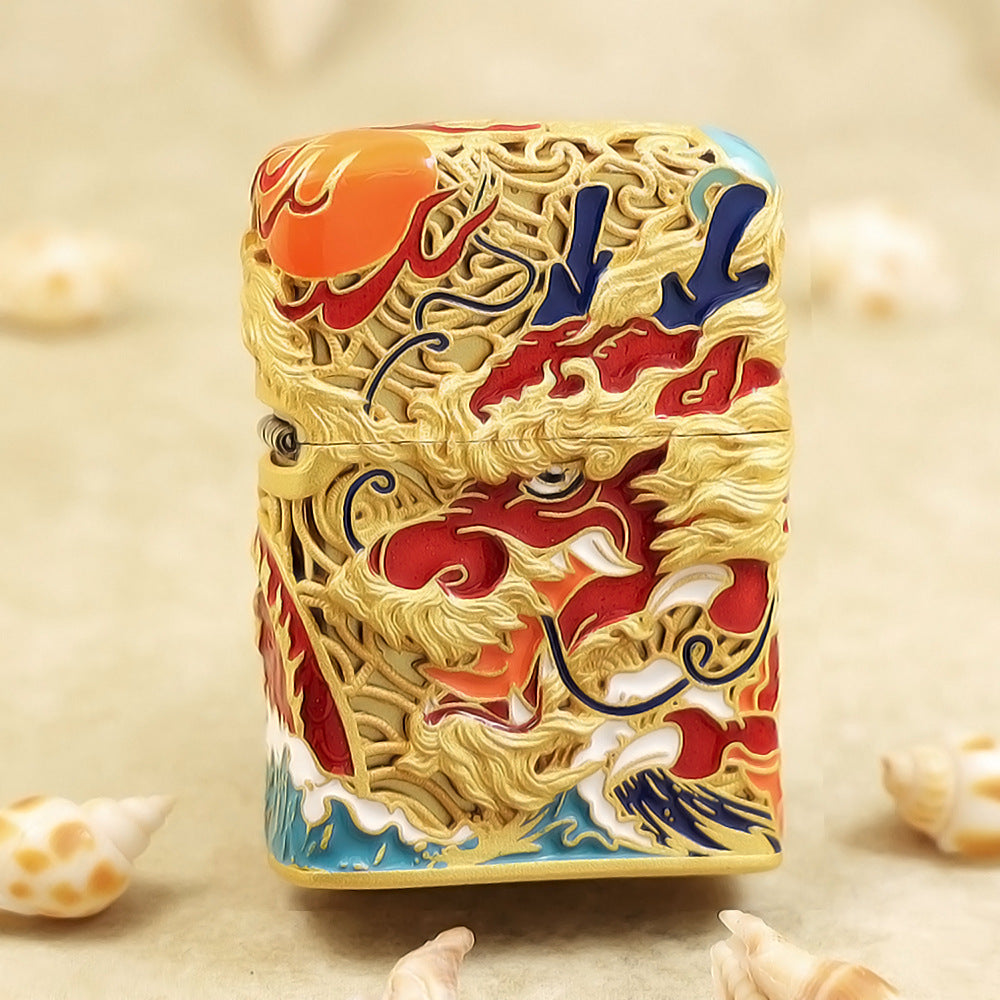 Zippo Solid 3d-embossed Vintage Argent Serpent and Ocean Wave Case - CM50