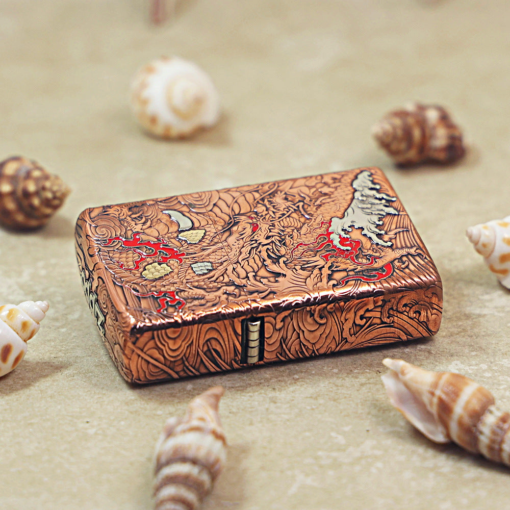 Zippo Solid 3d-embossed Copper Finish Serpent and Flame Case Bundle - CM17