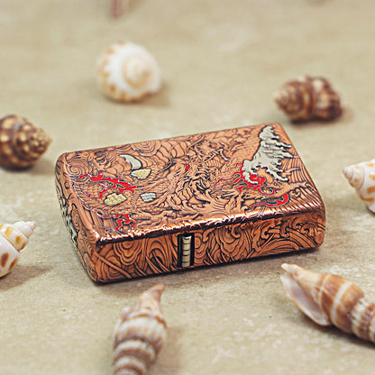 Zippo Solid 3d-embossed Copper Finish Serpent and Flame Case Bundle - CM17