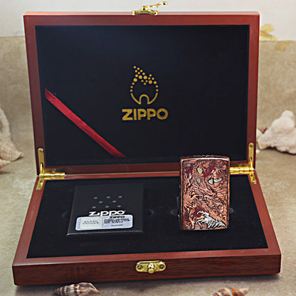 Zippo Solid 3d-embossed Copper Finish Serpent and Flame Case Bundle - CM17