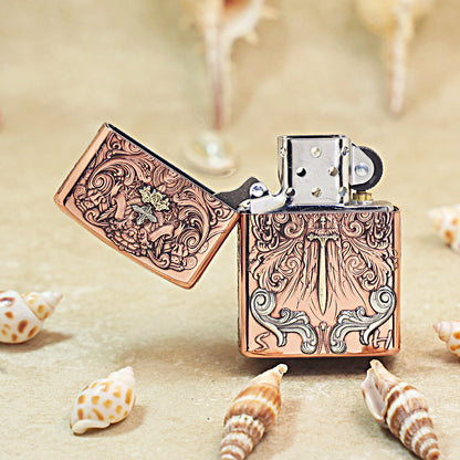 Zippo Solid 3d-embossed Copper Finish Sword of Judgment and Crucifix - CM18