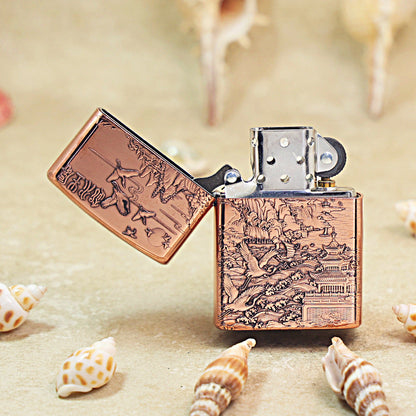 Zippo Solid 3d-embossed Copper Finish Wind Rises Water Success Landscape - CM33