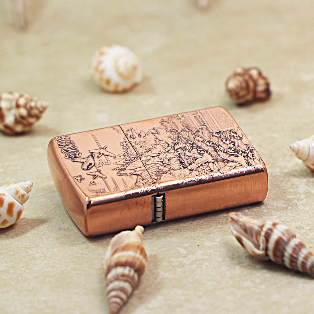 Zippo Solid 3d-embossed Copper Finish Wind Rises Water Success Landscape - CM33