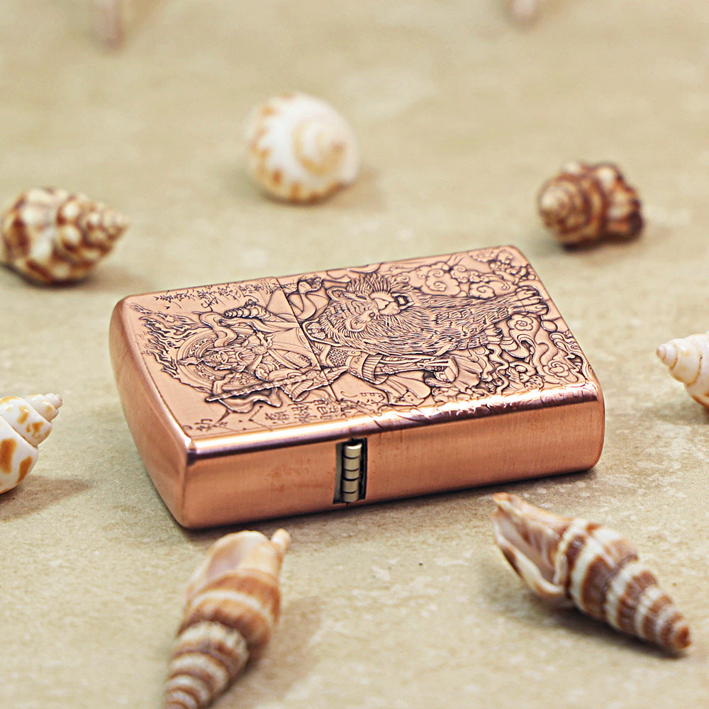 Zippo Solid 3d-embossed Copper Finish Zhao Gongming God of Riches on Tiger - CM34