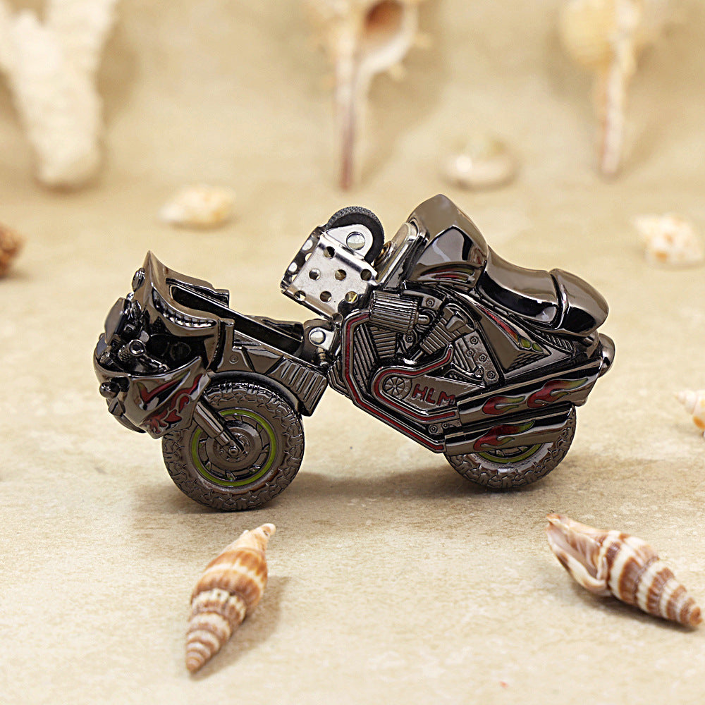 Zippo Solid 3d-embossed Dark Finish Motorcycle Figurine Case Bundle - CM11