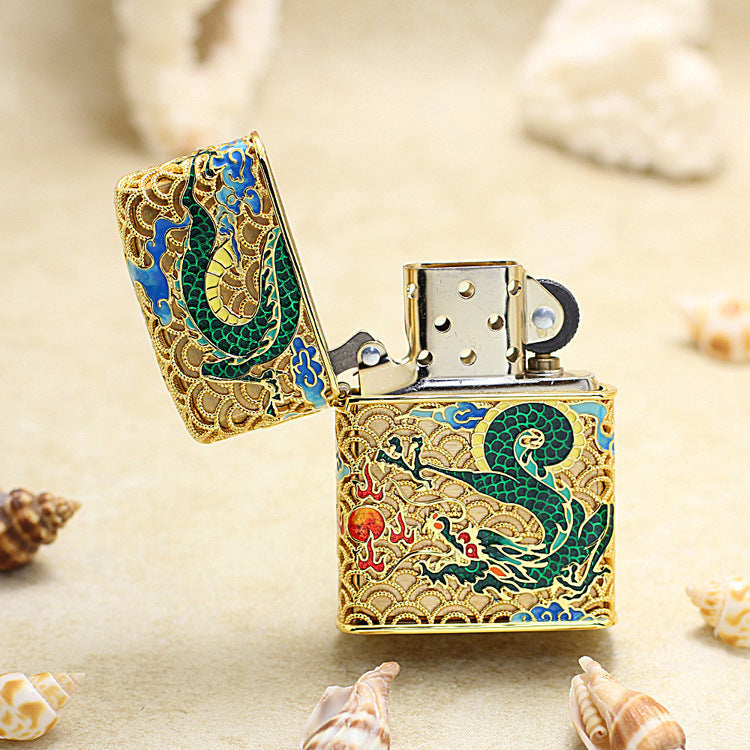 Zippo Solid 3d-embossed Serpent and Phoenix Bring Prosperity Pair Bundle - CM54